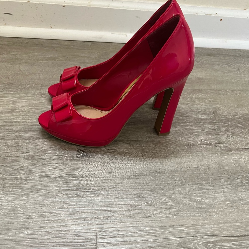 Jessica Simpson Red Open Toe Patent Leather Pump